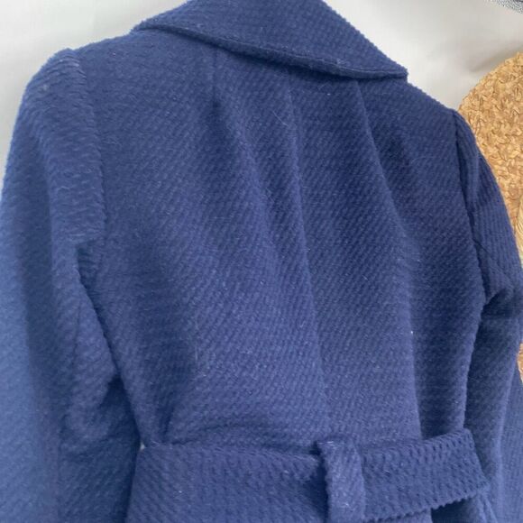 Yoana Baraschi Women's Bell Sleeve Belted Fit Flare‎ Ruffle Coat Blue Size 2 - Picture 8 of 16